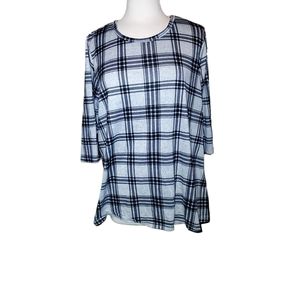 Cato 1xl Top Shirt Blouse Plaid gray black dimensions pit-pit 22", Bust …